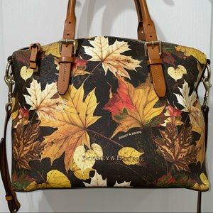 SOLD!!!! Dooney & Bourke Brown Tmoro Fall Maple Leaf Domed Satchel GUC.